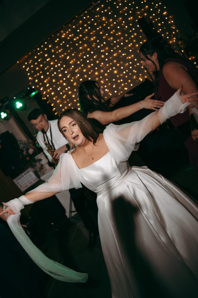 Beth & Rob's wedding at Carwinley Barn, Cumbria — dodgy moves and saxaphoe vibes