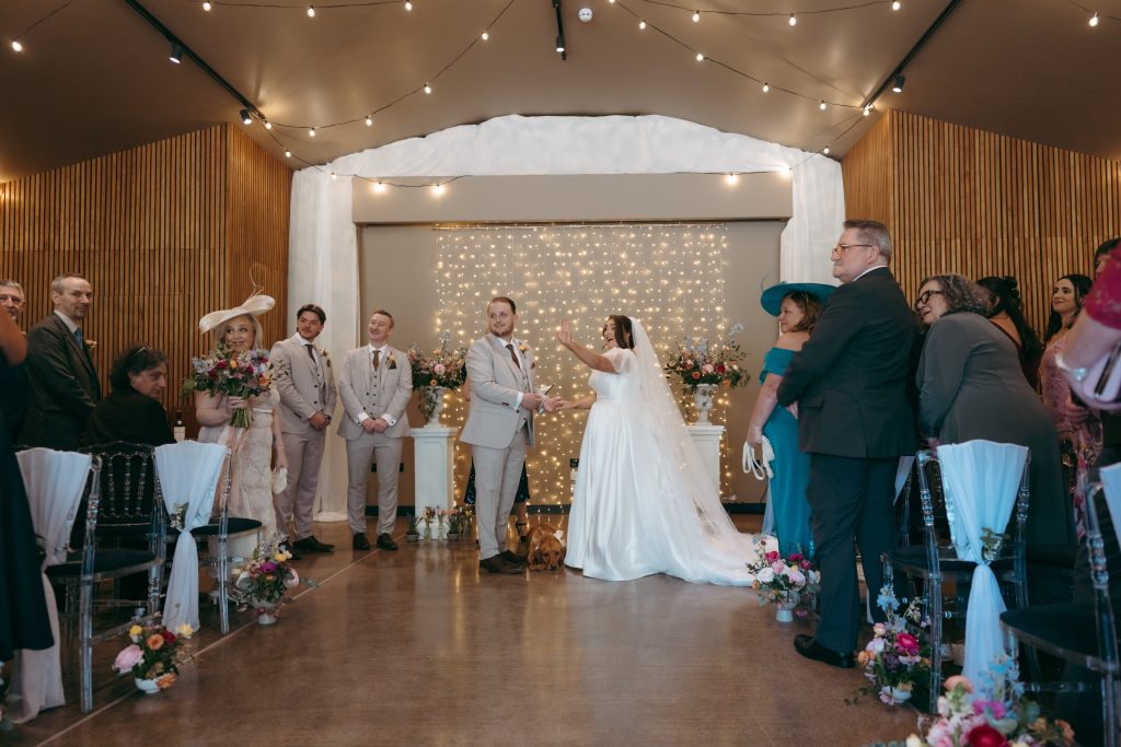 Beth & Rob's wedding at Carwinley Barn, Cumbria — the ceremony