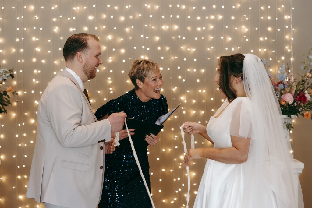 Beth & Rob's wedding at Carwinley Barn, Cumbria — the ceremony